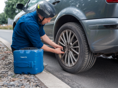 How to safely replace a cracked alloy wheel at the roadside using a temporary repair kit