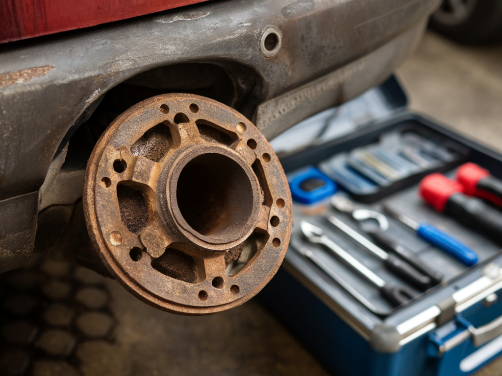 How to replace a corroded exhaust flange on a renault clio using only basic tools