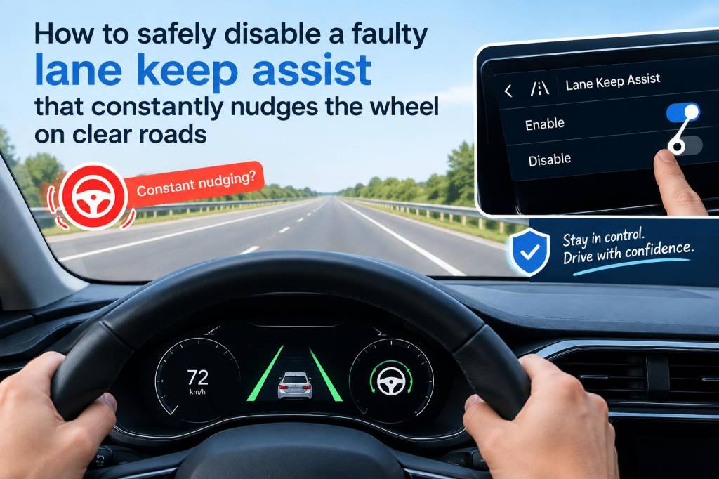 How to safely disable a faulty lane-keep assist that constantly nudges the wheel on clear roads