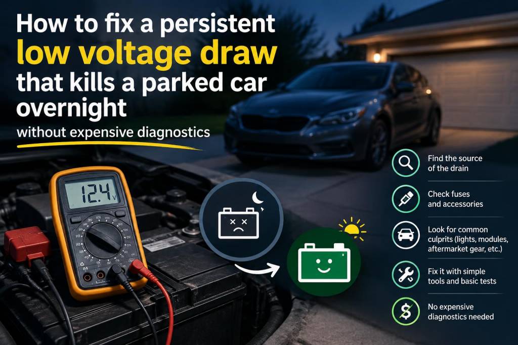 How to fix a persistent low-voltage draw that kills a parked car overnight without expensive diagnostics